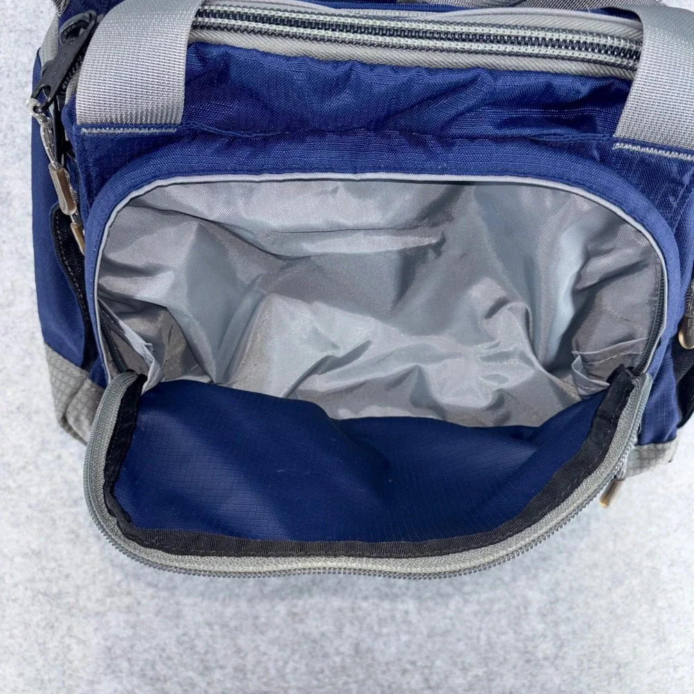 LL Bean Navy Blue Gray Ripstop Nylon Crossbody Shoulder Bag Utility Travel Tote